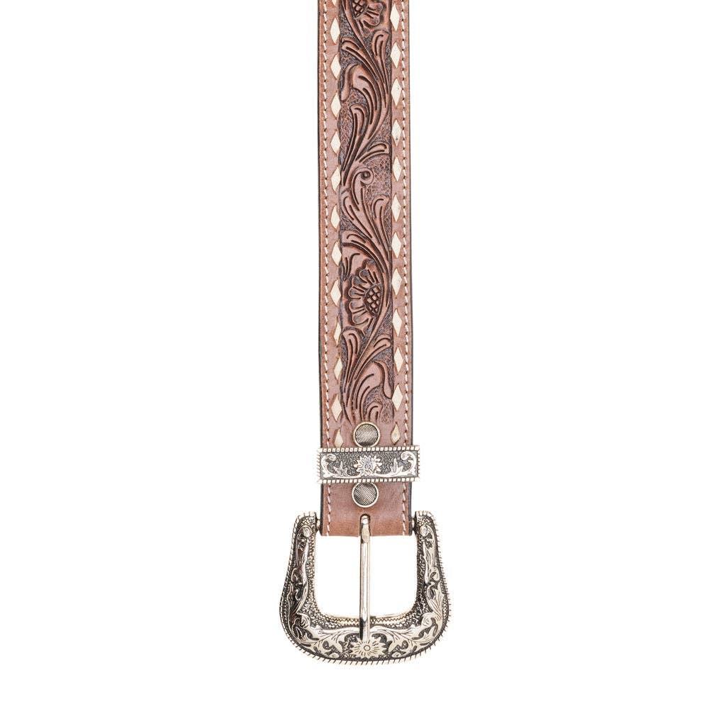 Myra S-13914 Talavera Handtooled Leather Belt Ember