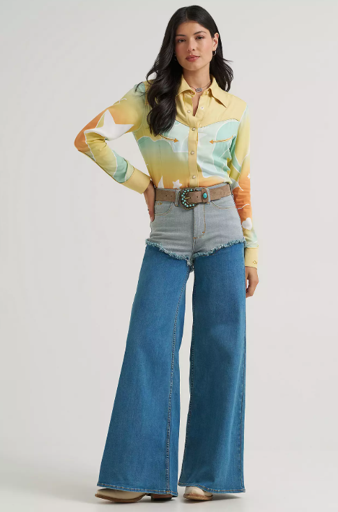 Wrangler 112388946 Lainey Wilson Chapped Cheeky Wide Leg Jeans