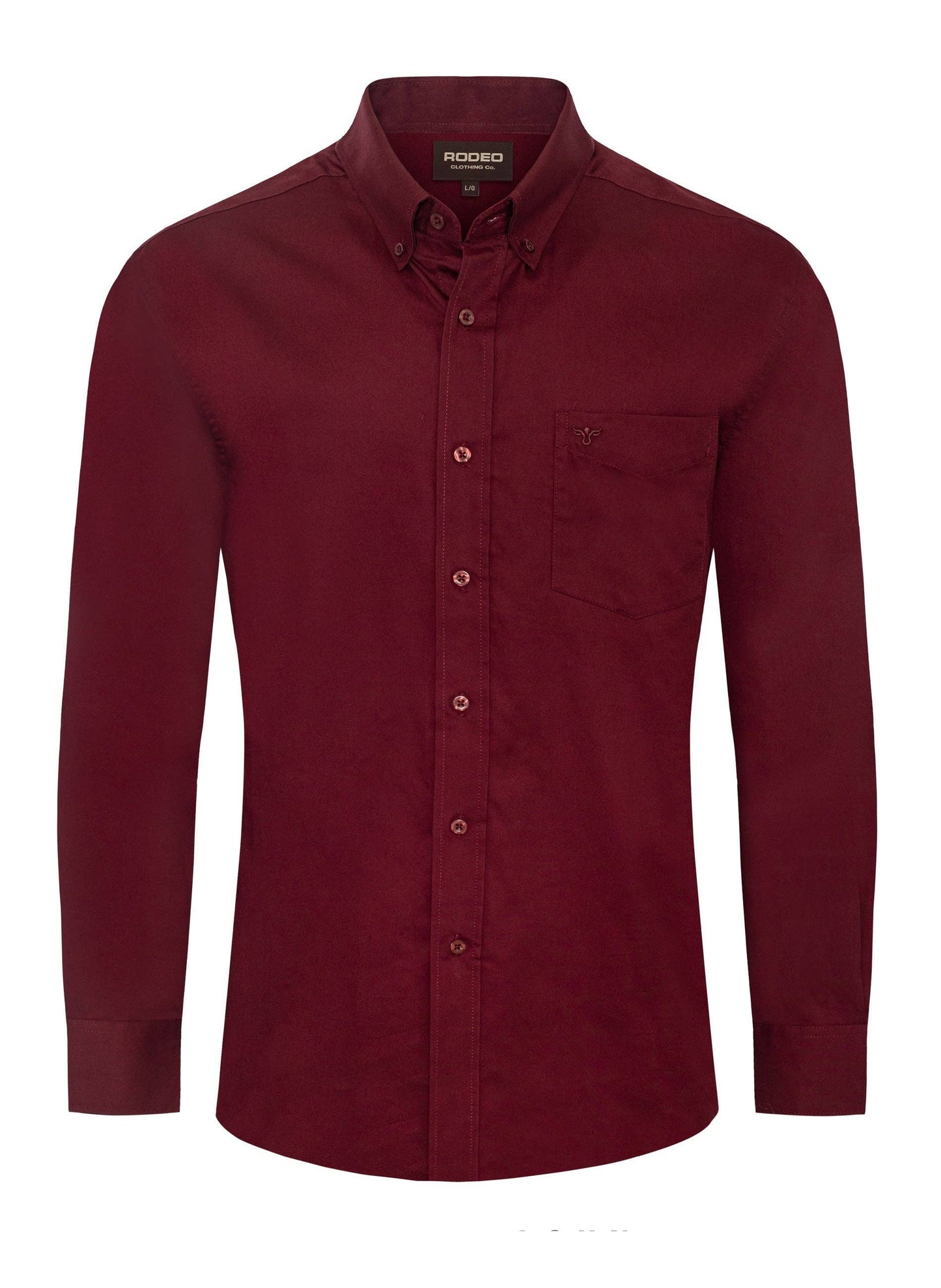 Rodeo Clothing AC110L-Burgundy Men’s Solid Western 100% Cotton Twill Button Down Shirt