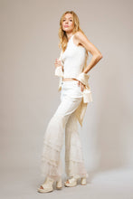 Load image into Gallery viewer, Blue B 15503P - Mid Rise Lace Tiered Flare Denim Jeans: White
