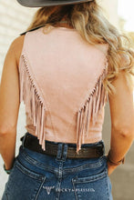 Load image into Gallery viewer, Lucky &amp; Blessed Soft Pink Suede Front Arch Fringe Top TO894SPK
