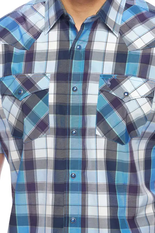 RODEO CLOTHING MEN'S PLAID SHORT SLEEVE SNAP PS400S-468