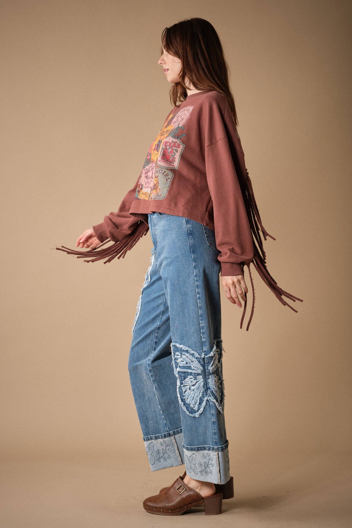Blue B 33609T Wild West Graphic Fringe Sweatshirt