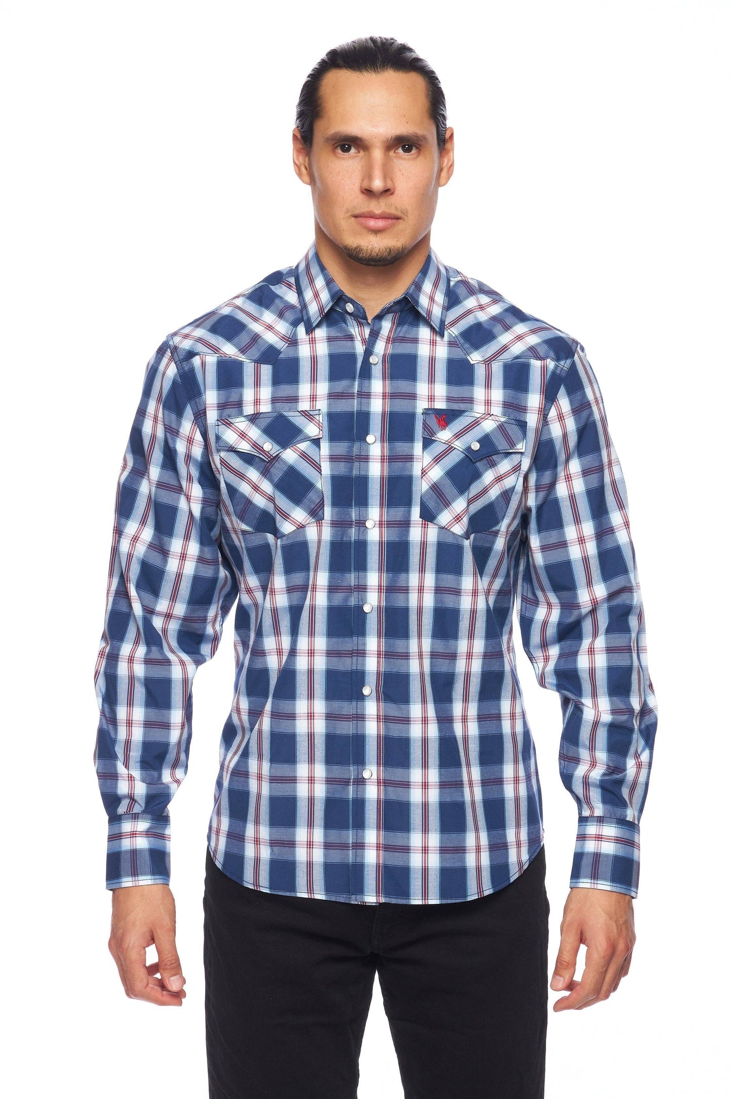Rodeo Clothing Men's Western Long Sleeve Pearl Snap Plaid Shirt - PS400-403