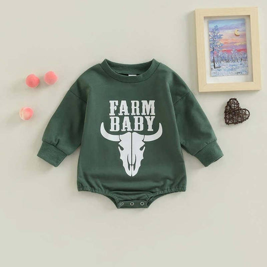 Farm Baby Sweater Romper in Green