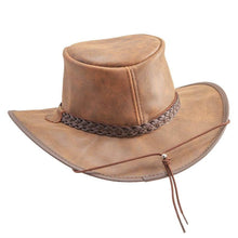 Load image into Gallery viewer, American Hat Makers Unisex Crusher - Leather Crushable Outback Hat in Brown
