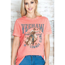 Load image into Gallery viewer, Amused By Blue Yeehaw Tee in Mineral Wash Coral MB1672
