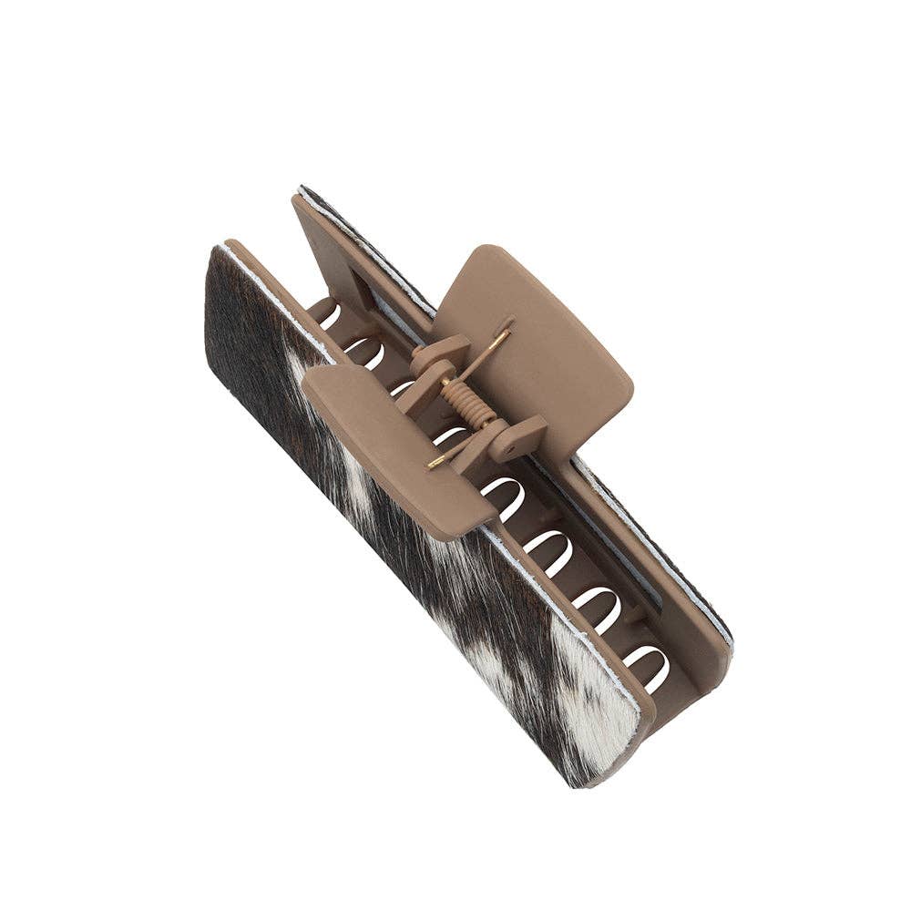 Myra S-10218 Blossom Ridge Claw Clip Hand-Tooled Cow Print