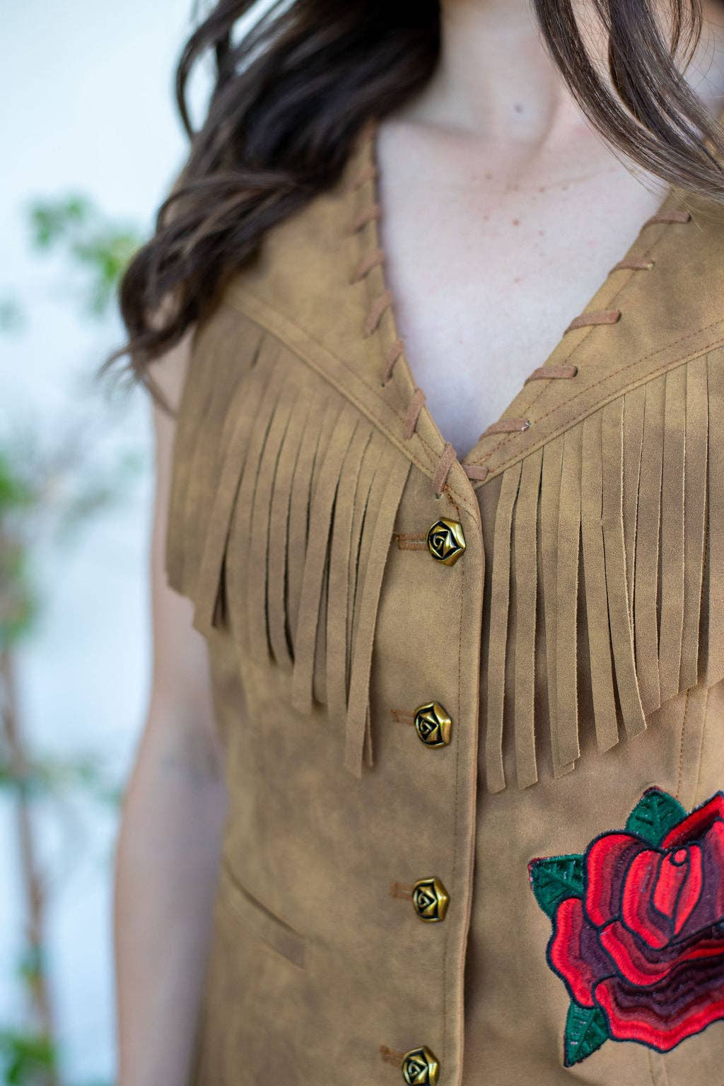 Rodeo Quincy Wild Rose Fringe Vest M2662Q