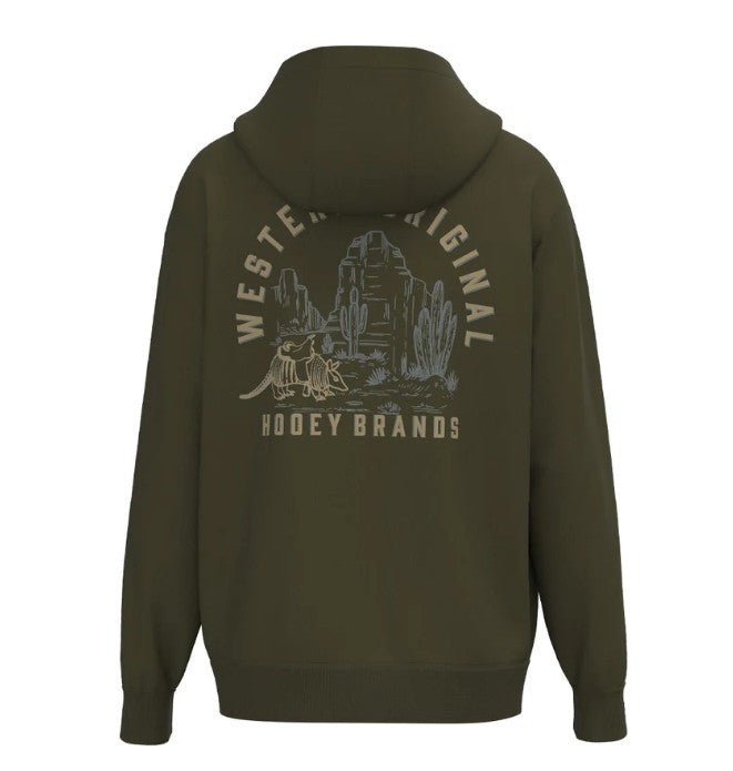Hooey "Desert Dillo" Olive Green Western Original Landscape Logo Hoody HH1378DKOL