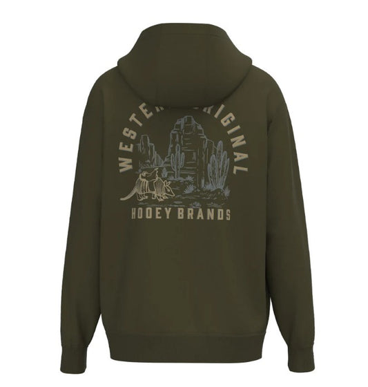 Hooey "Desert Dillo" Olive Green Western Original Landscape Logo Hoody HH1378DKOL