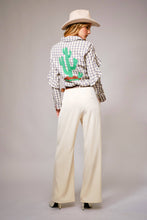 Load image into Gallery viewer, Blue B 23566T - Gingham Embroidered Western Snap Blouse: GREY
