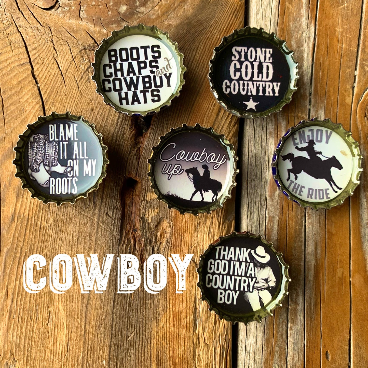 Cowboy Magnets by Kates Magnets set of 6