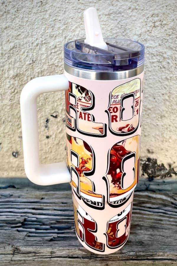 Cream Rodeo Western Printed Flip Straw Tumbler (30oz) TPH65-RDO