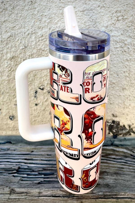 Cream Rodeo Western Printed Flip Straw Tumbler (30oz) TPH65-RDO