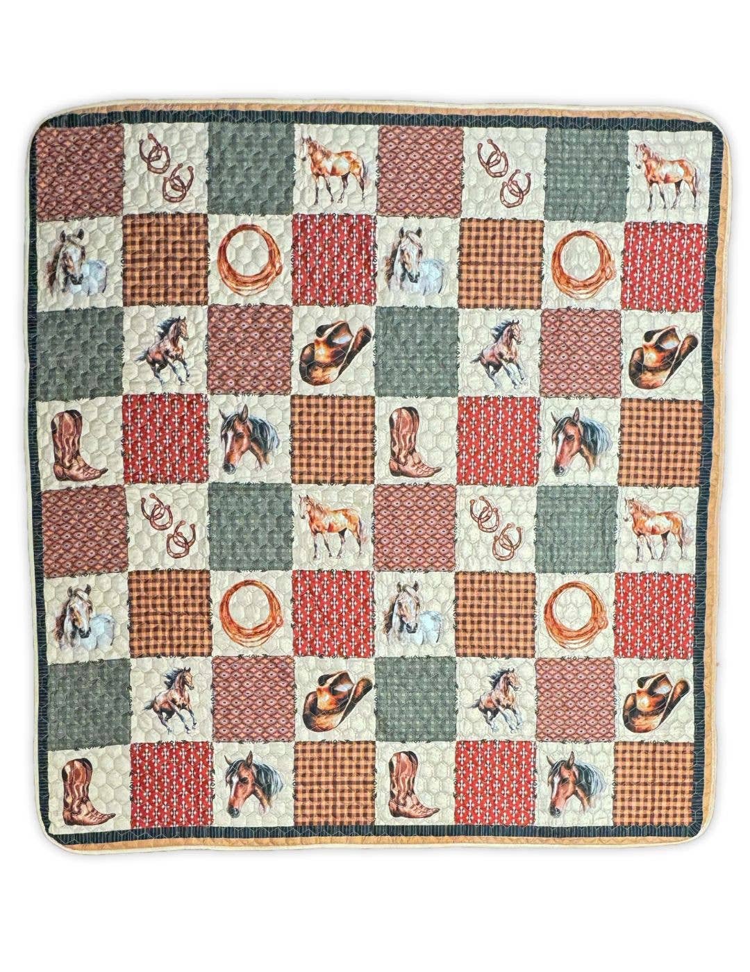 3pc Premium Quilted Bedding Set Western Inspired