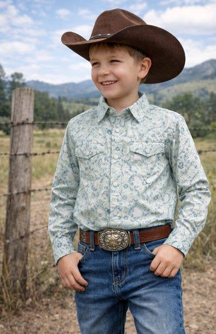 MontanaCo Boys Premium Cotton Western Snaps Long Sleeves Shirts.BL-2605
