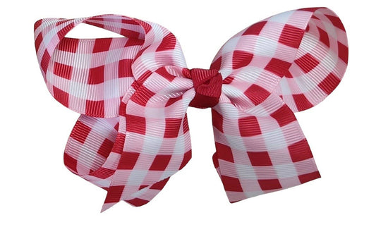 Shea Baby Red & White Plaid Bow: 3.5" SHB02
