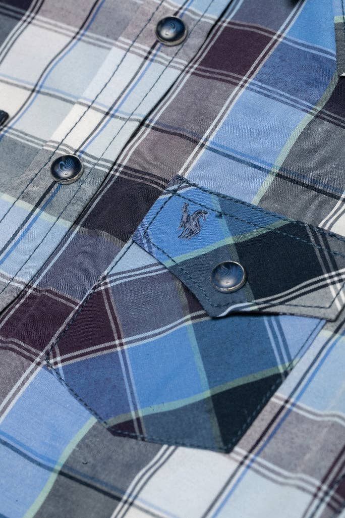 Rodeo Clothing Kids Plaid Western Long Sleeve Snap Shirt PS400K-468