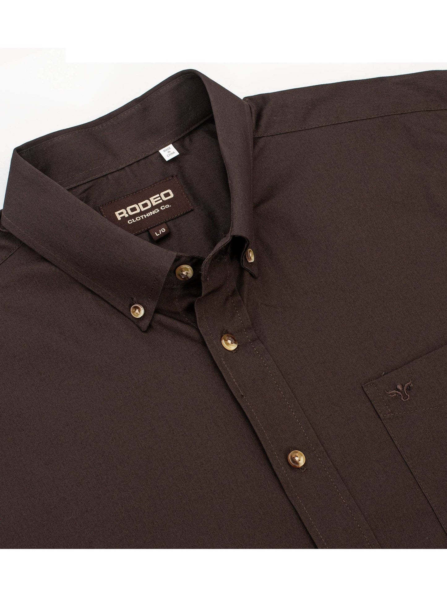 Rodeo Clothing AC110L-Brown Men’s Solid Western 100% Cotton Twill Button Down Shirt