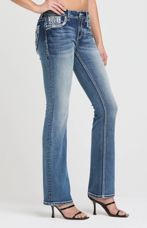 Grace In LA Western Embroidery Bootcut Jeans EB61986