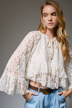 Load image into Gallery viewer, Blue B 47005T - Lace Bell Sleeve Ruffle Blouse
