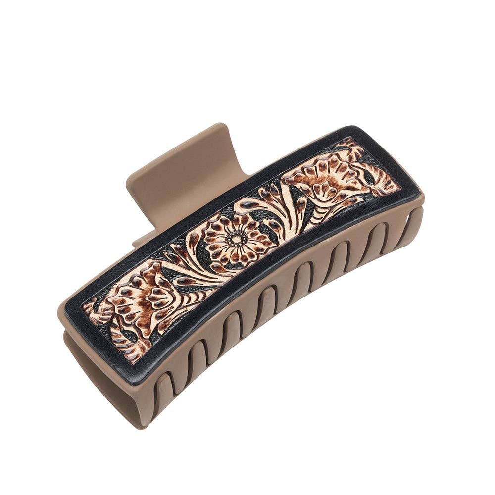 Myra S-10218 Blossom Ridge Claw Clip Hand-Tooled