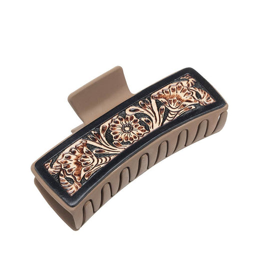 Myra S-10218 Blossom Ridge Claw Clip Hand-Tooled