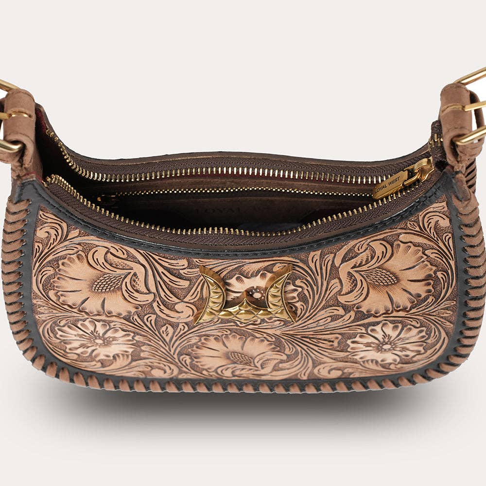 Myra Loyal West LW-SS26-611 Dannia Medium Purse in Distressed Black/Brown