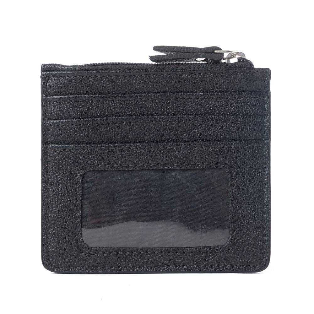 Myra Briar Creek Handtooled Leather Credit Card Holder in Ebony Carame