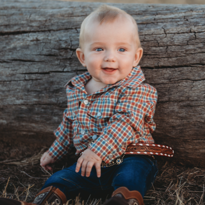 Plaid Long Sleeve Pearl Snap Shirt in Red/Blue BPL01