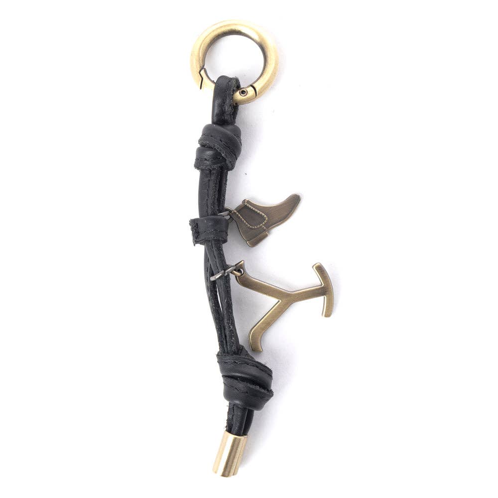 Myra Yellowstone Longhorn Leather Key Fob Variant in Black