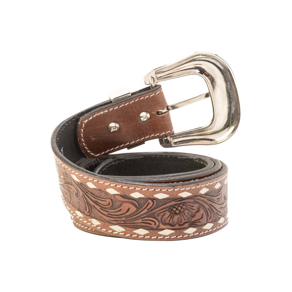 Myra S-13914 Talavera Handtooled Leather Belt Ember