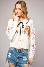 Load image into Gallery viewer, 52104W - Horse Face Bow Tie Knit Cardigan
