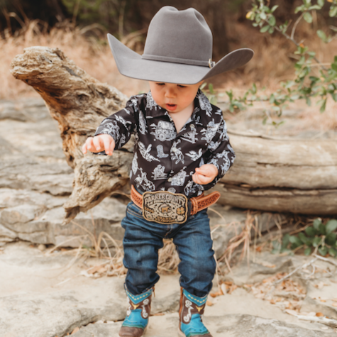 Shea Baby BOYS LONG SLEEVE Wild West PRINT PEARL SNAP SNAP03