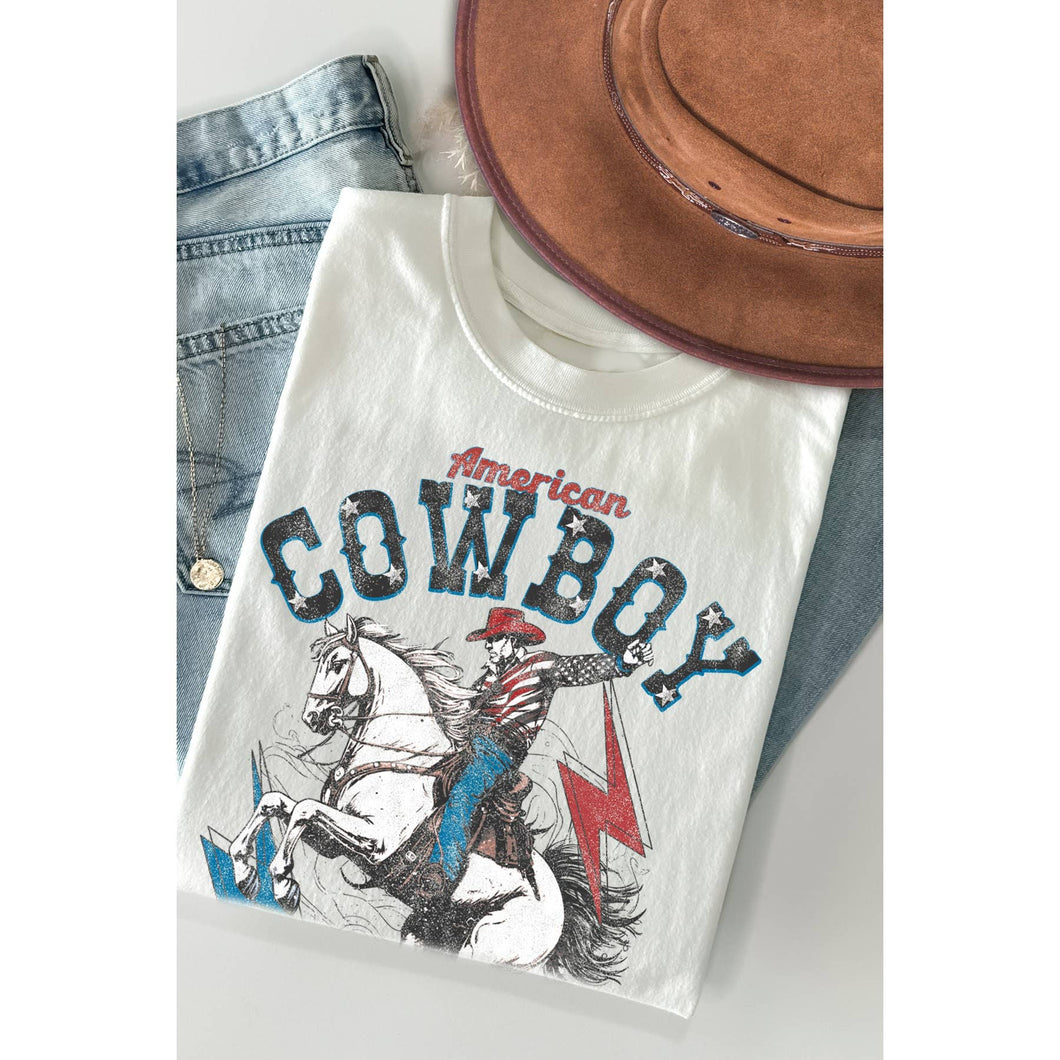 Amused By Blue American Cowboy Tee in Vintage White MB1489