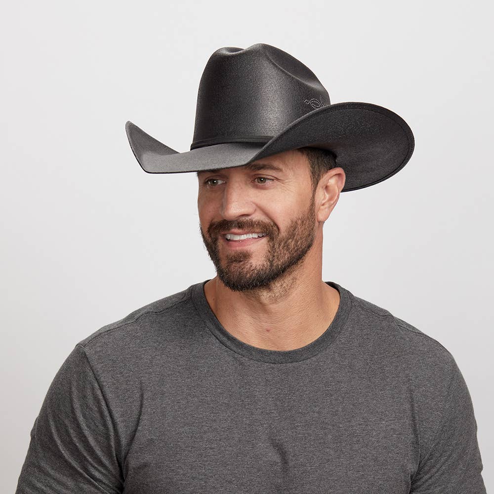American Hat Makers Pioneer Black Straw Cowboy Hat