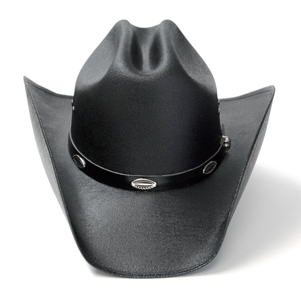 Western Express CA-4K Cattleman Straw Hat Silver Conchos Kids in Black