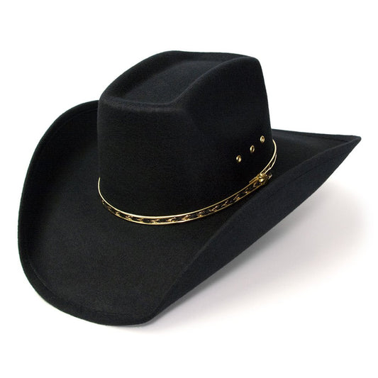 BFF45  Black Felt Finish Western Wide Cattleman Hat