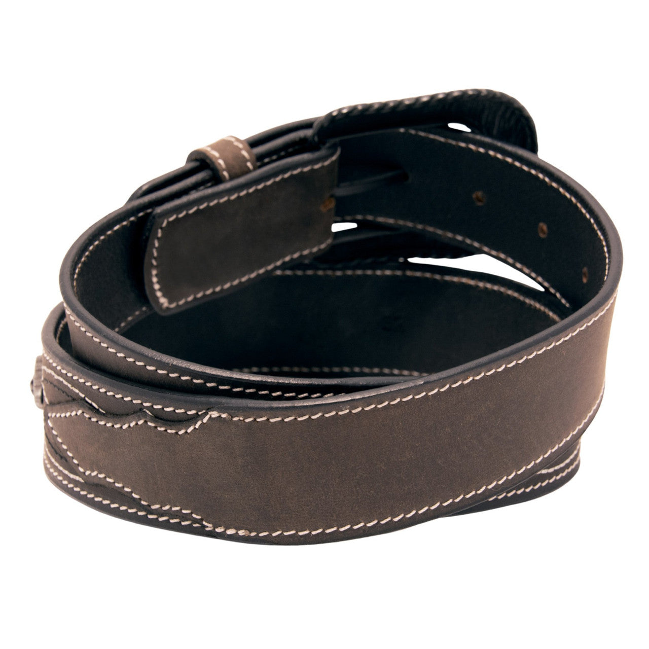 Western Express XM4000-BK02S in Black/Brown Stitched Concho Top Grain Leather Belt