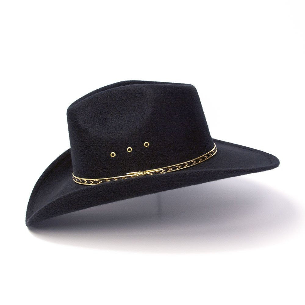 Western Express BFF35 Black Faux Felt Pinch Front Cowboy Hat for Larger Heads