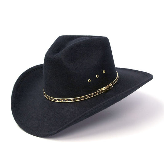 Western Express BFF35 Black Faux Felt Pinch Front Cowboy Hat for Larger Heads