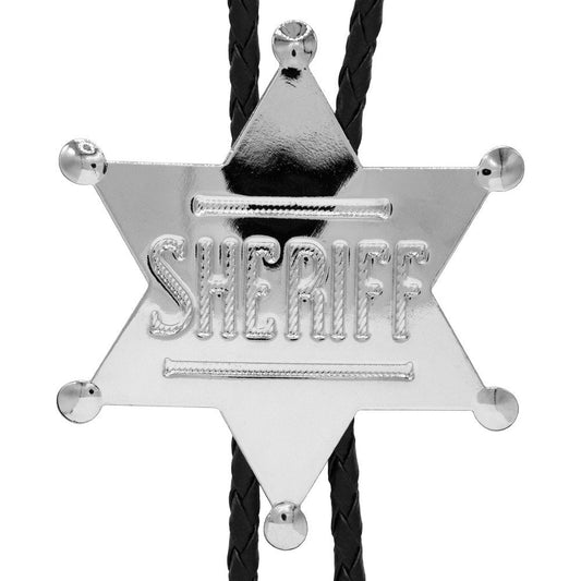 Western Express Sheriff Badge Bolo Tie BT-1572 Silver
