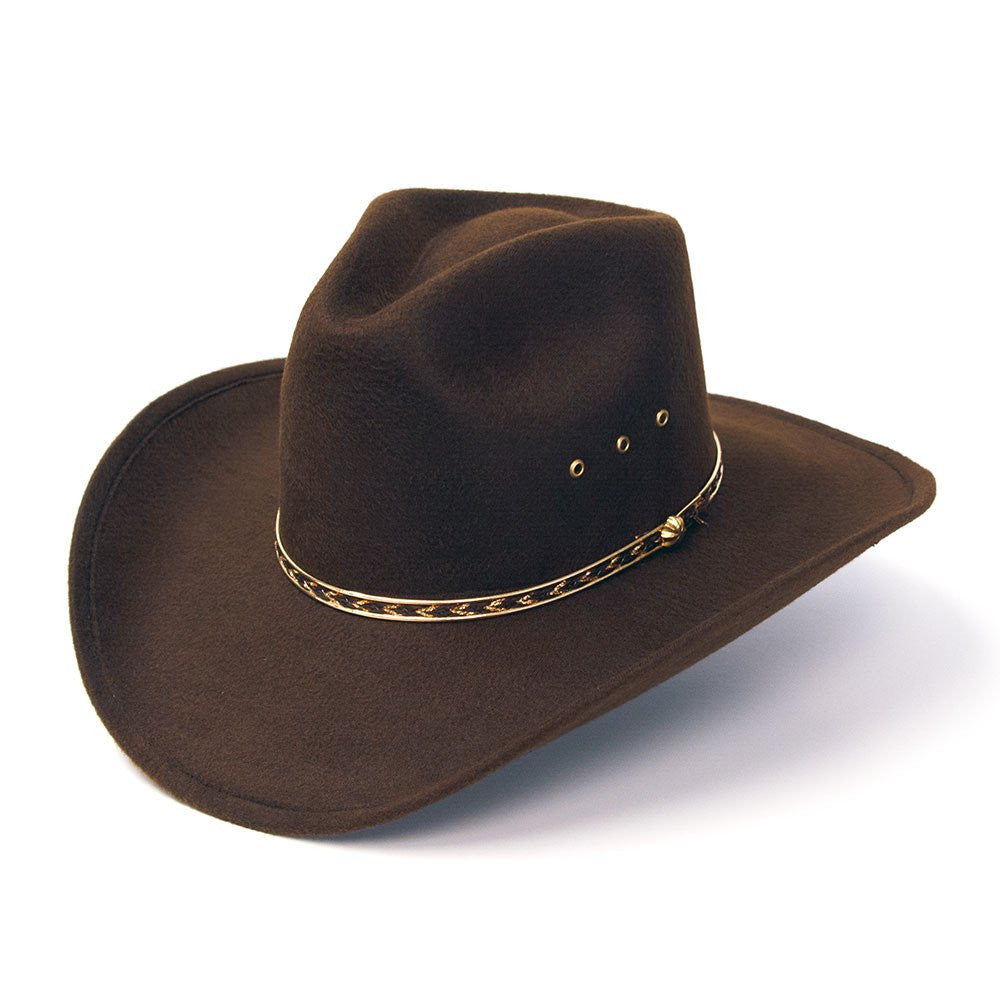 Western Express BFF35 Brown Faux Felt Pinch Front Cowboy Hat for Large Heads