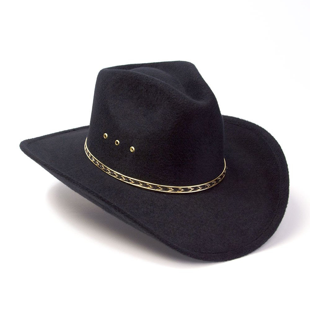 Western Express BFF35 Black Faux Felt Pinch Front Cowboy Hat for Larger Heads