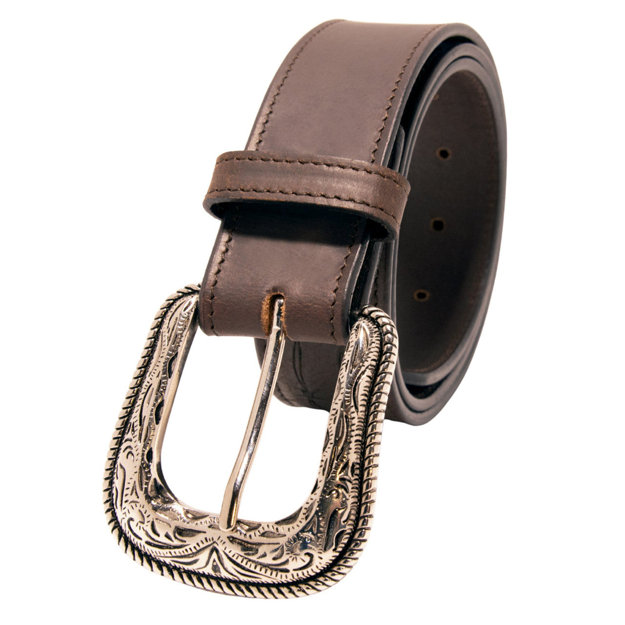Western Express XM3500-BR05S in Brown Barbed Wire Top Grain Leather Belt
