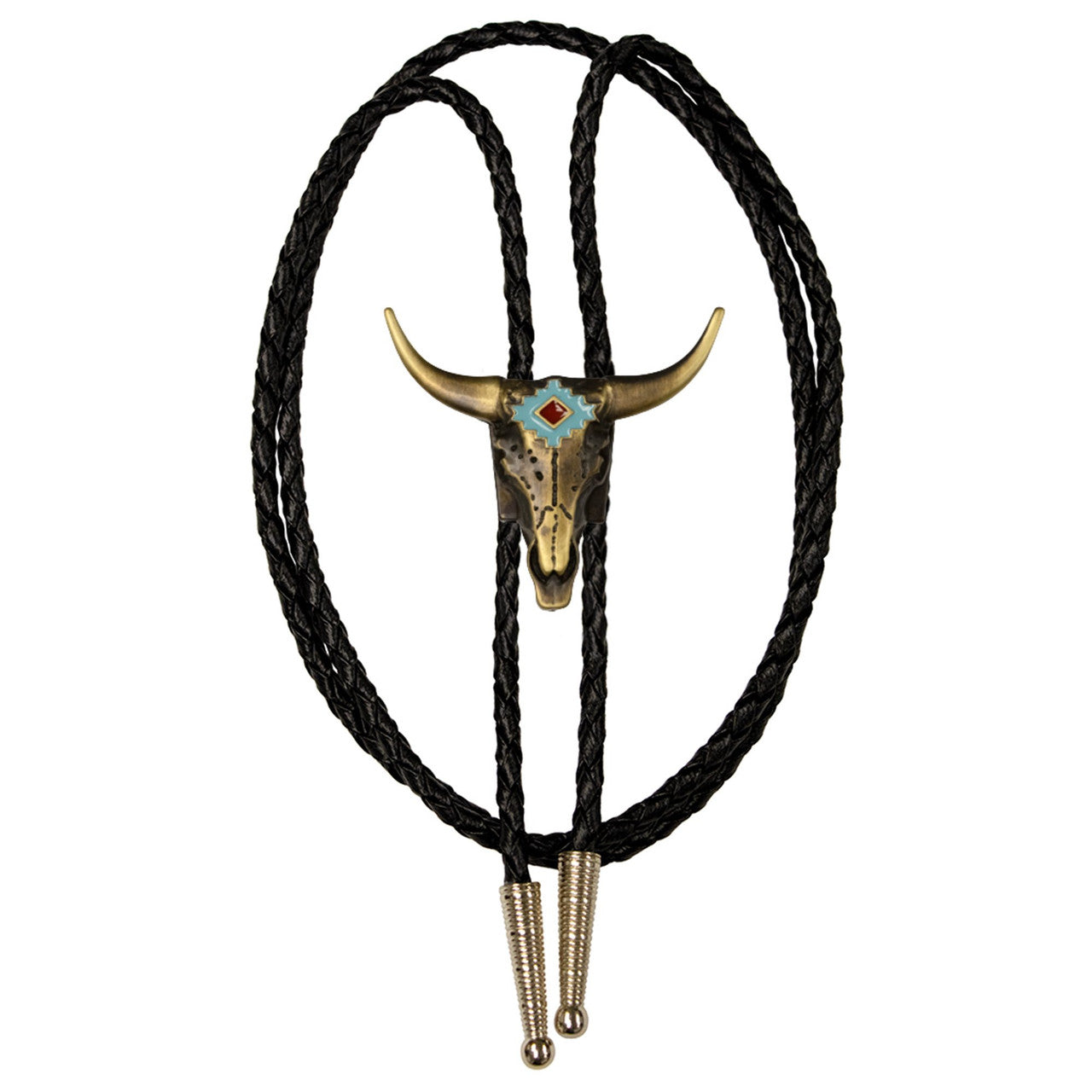 Western Express BT-4439-B Longhorn Vintage Brass Bolo Tie