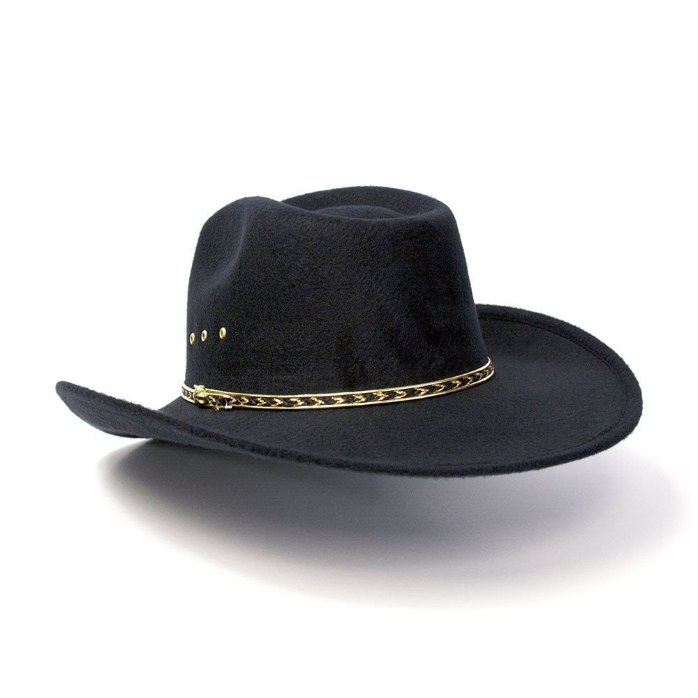 Western Express BFF35 Black Faux Felt Pinch Front Cowboy Hat for Larger Heads
