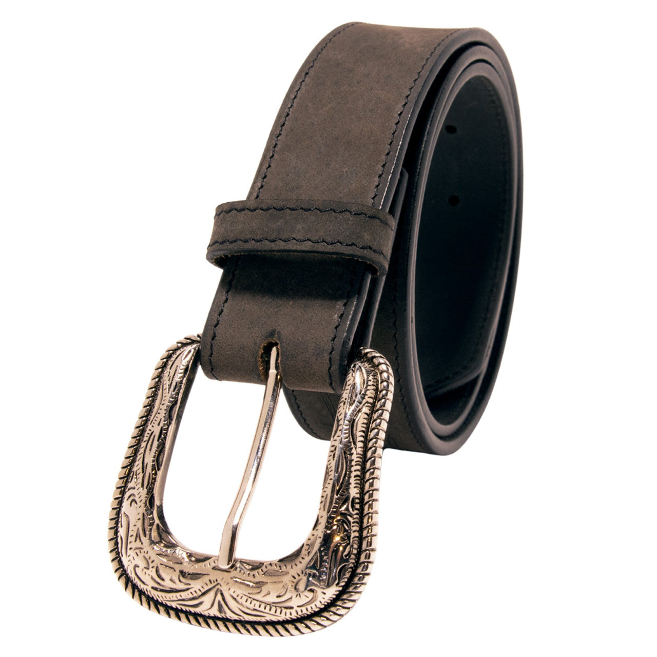 Western Express XM3400-BK05S in Black Barbed Wire Top Grain Leather Belt