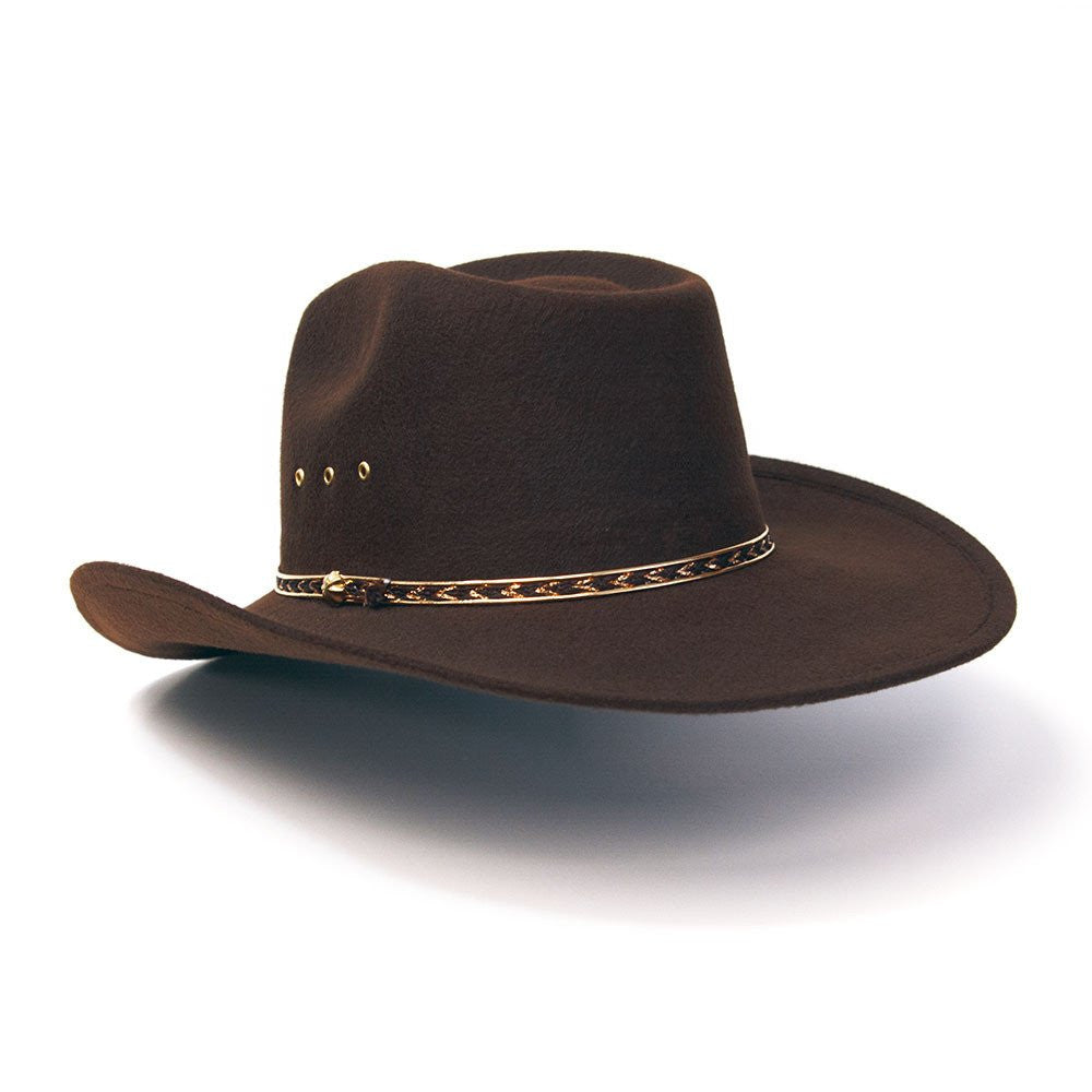 Western Express BFF35 Brown Faux Felt Pinch Front Cowboy Hat for Large Heads